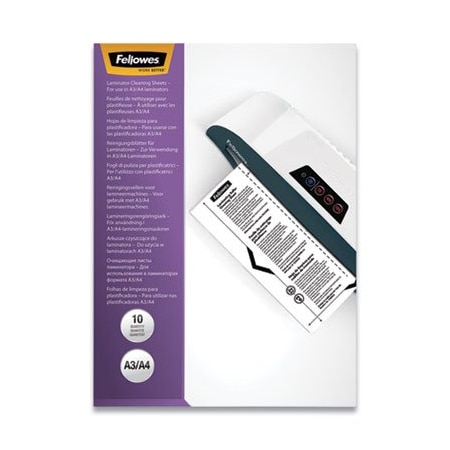 Fellowes Fellowes, LAMINATOR CLEANING SHEETS, 3 TO 10 MIL, 8.5in X 11in, WHITE, 10PK 5320603